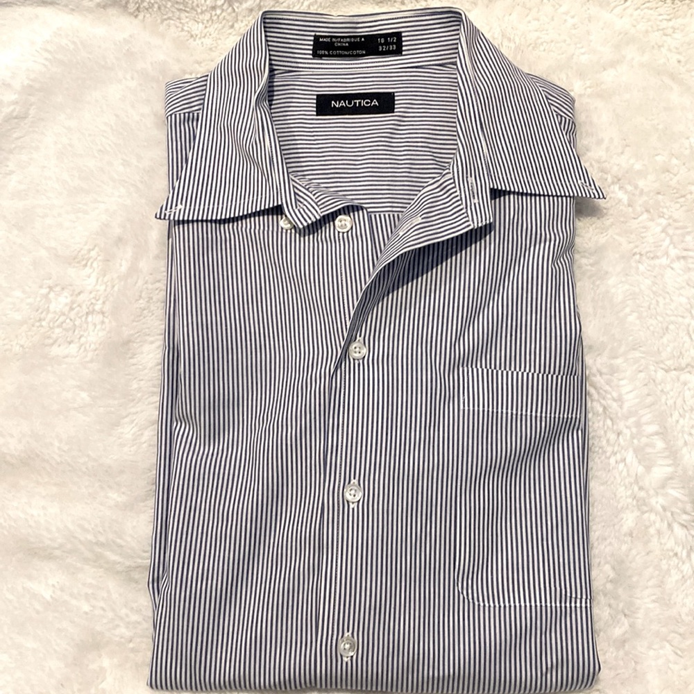 Nautica long sleeve men’s striped dress shirt - Picture 1 of 3